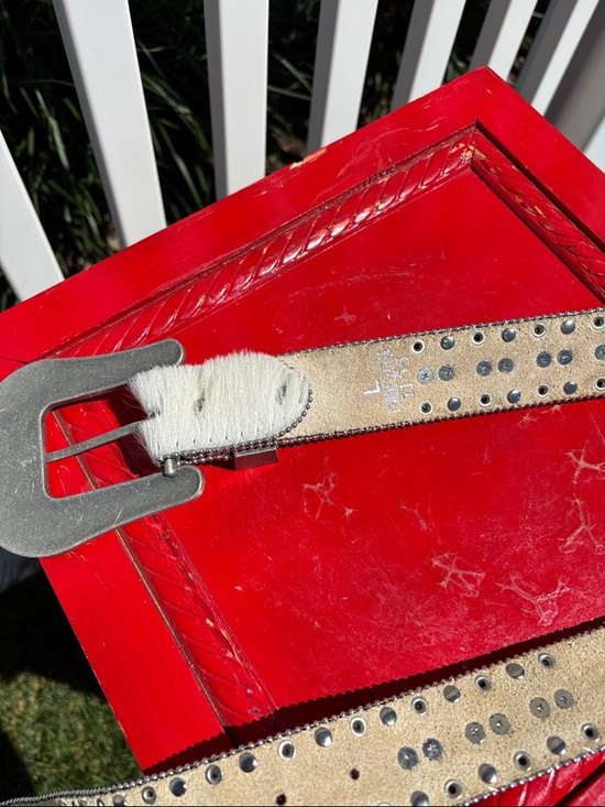 B H W Bling Cowhide Belt, Size L, 34” to First Setting, 38” to Last Setting, EUC main image 5